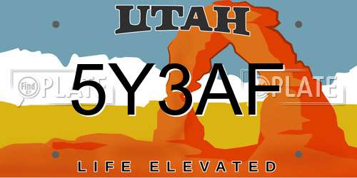 5Y3AF Utah License Plate