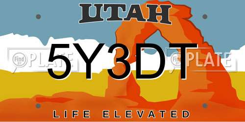 5Y3DT Utah License Plate