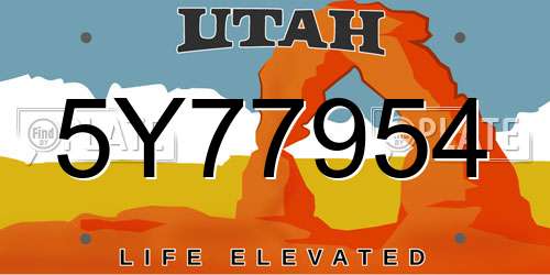 5Y77954 Utah License Plate