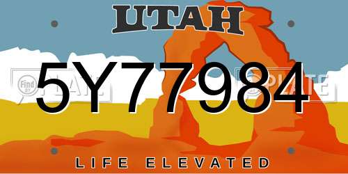 5Y77984 Utah License Plate