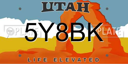 5Y8BK Utah License Plate