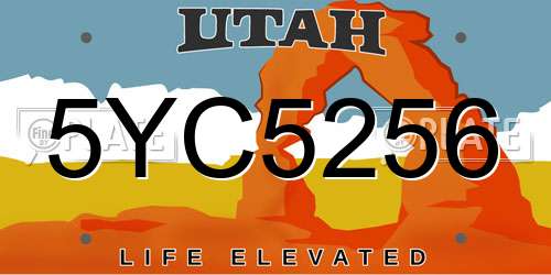 5YC5256 Utah License Plate