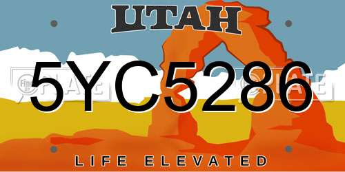 5YC5286 Utah License Plate