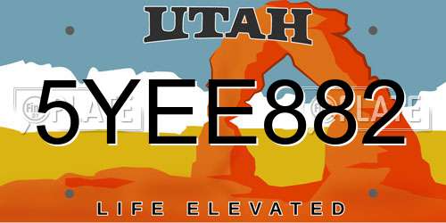 5YEE882 Utah License Plate