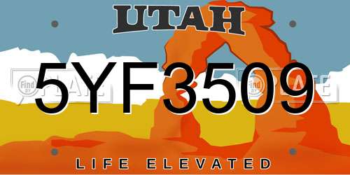 5YF3509 Utah License Plate
