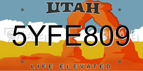 5YFE809 Utah License Plate