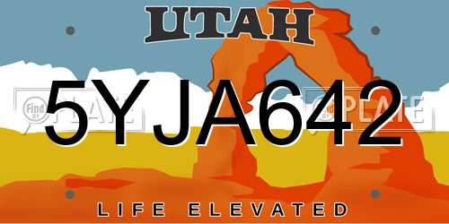 5YJA642 Utah License Plate