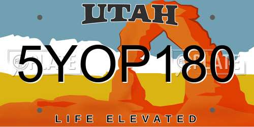 5YOP180 Utah License Plate