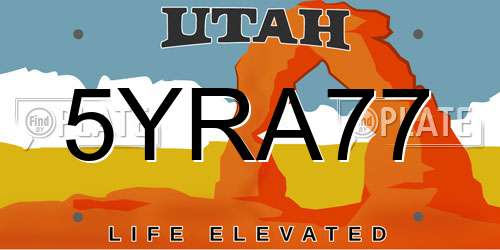 5YRA77 Utah License Plate
