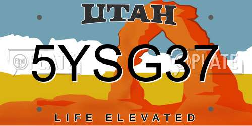 5YSG37 Utah License Plate