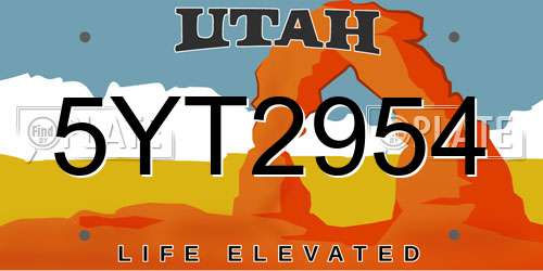5YT2954 Utah License Plate