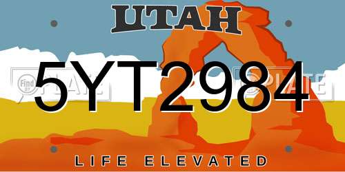 5YT2984 Utah License Plate