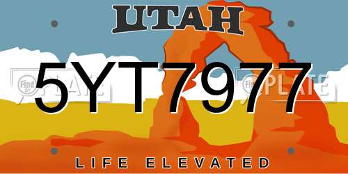 5YT7977 Utah License Plate