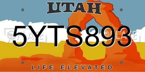 5YTS893 Utah License Plate