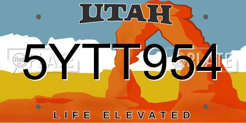 5YTT954 Utah License Plate