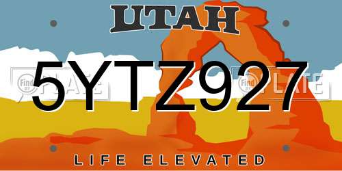 5YTZ927 Utah License Plate