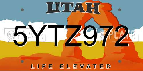 5YTZ972 Utah License Plate