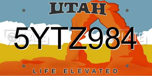 5YTZ984 Utah License Plate