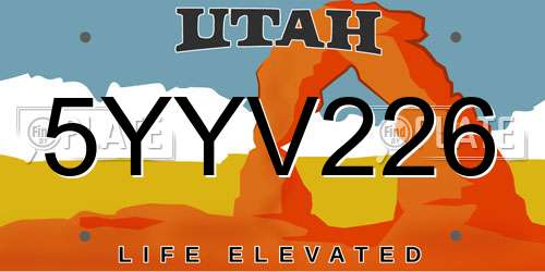 5YYV226 Utah License Plate