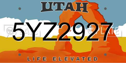 5YZ2927 Utah License Plate