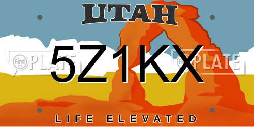 5Z1KX Utah License Plate