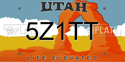 5Z1TT Utah License Plate