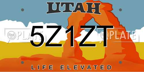 5Z1ZT Utah License Plate