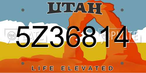 5Z36814 Utah License Plate