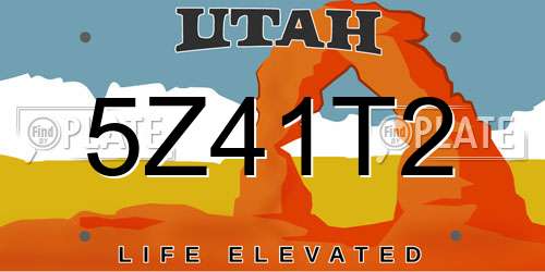 5Z41T2 Utah License Plate