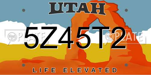5Z45T2 Utah License Plate