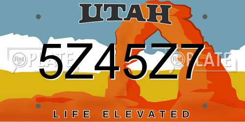 5Z45Z7 Utah License Plate