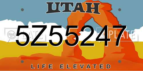 5Z55247 Utah License Plate