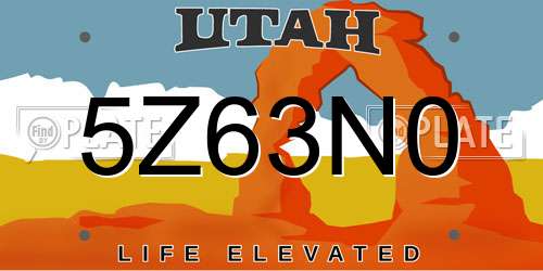 5Z63N0 Utah License Plate
