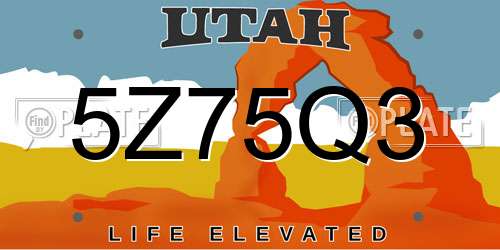 5Z75Q3 Utah License Plate