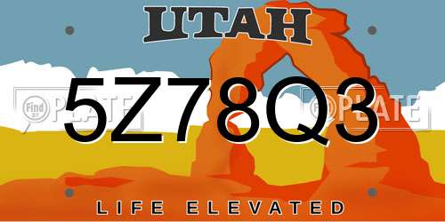 5Z78Q3 Utah License Plate