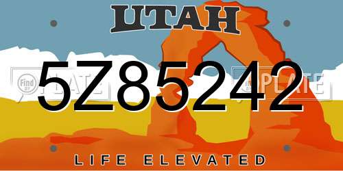 5Z85242 Utah License Plate
