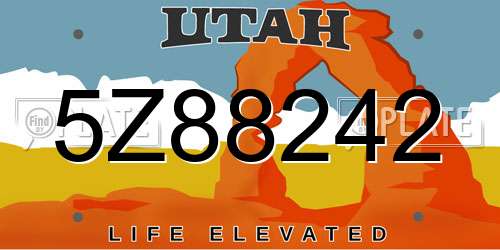 5Z88242 Utah License Plate