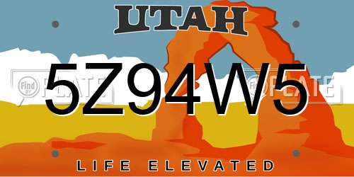 5Z94W5 Utah License Plate