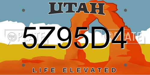 5Z95D4 Utah License Plate