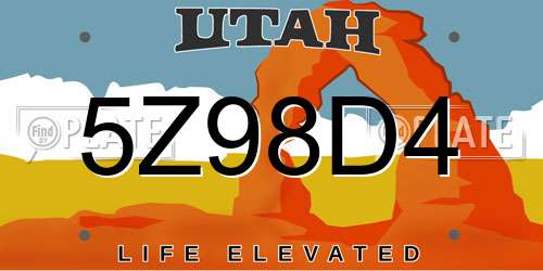 5Z98D4 Utah License Plate