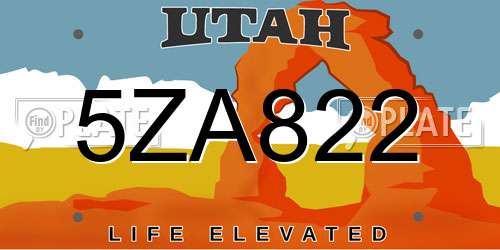 5ZA822 Utah License Plate