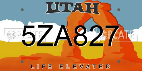 5ZA827 Utah License Plate
