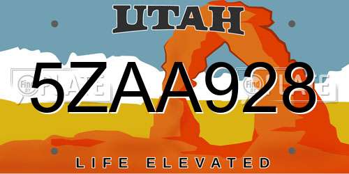 5ZAA928 Utah License Plate