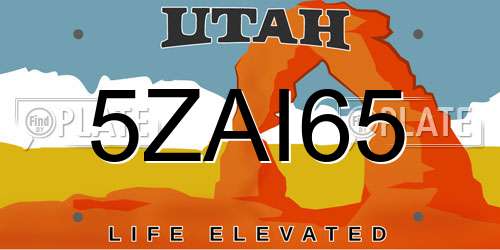 5ZAI65 Utah License Plate
