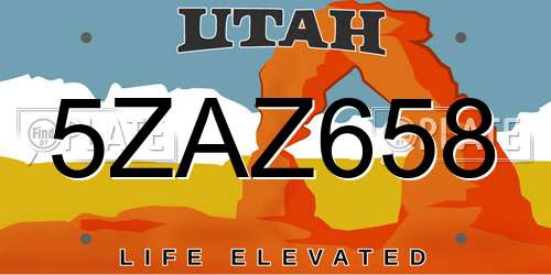 5ZAZ658 Utah License Plate