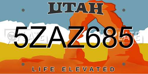 5ZAZ685 Utah License Plate