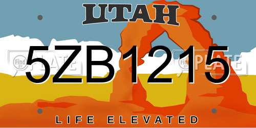 5ZB1215 Utah License Plate
