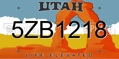 5ZB1218 Utah License Plate