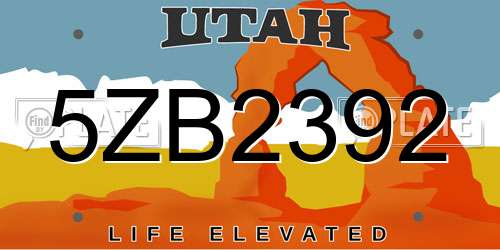5ZB2392 Utah License Plate