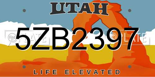 5ZB2397 Utah License Plate